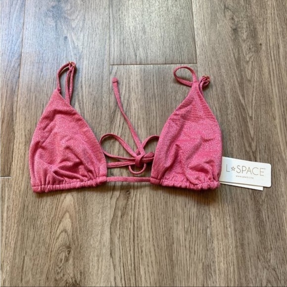 NWT Revolve L*space Brittany Bikini Top Bubblegum Pink Shimmer - Picture 9 of 13